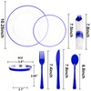 SUT 350 Pcs Blue and Clear Plastic Dinnerware Set for