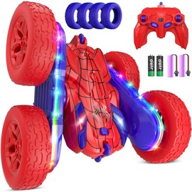 Jimdella Spider Remote Control Car,RC Cars with Sides Light Strip and Headlights,Double Sided 360 Flips Rotating RC Stunt Car,2.4Ghz All Terrain Toys for Ages 5-7 Kids Toy for Boys Girls Birthday Gift