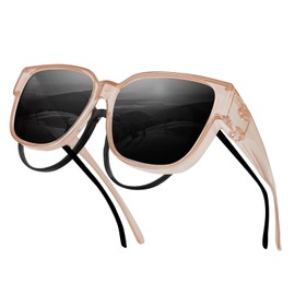 Polarized Fit Over Glasses Sunglasses for Women UV Protection Trendy Wrap Around Shades for Driving GST898-P-34-09