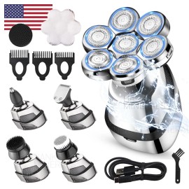 Unbranded 5-in-1 Rotary Electric Shaver 7D Rechargeable Bald Head Hair Beard Trimmer Razor