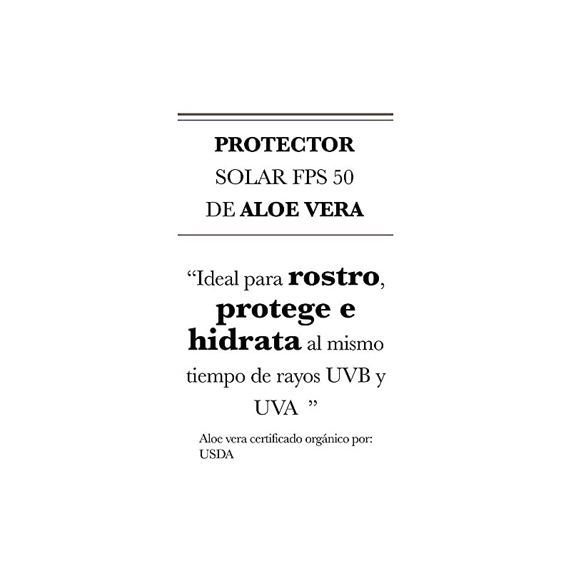 Protector Solar Fps50 Aloe Vera Orgánico
