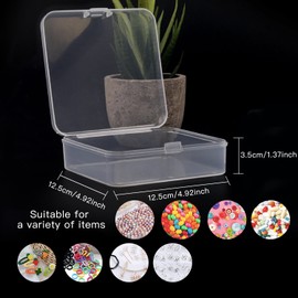 Rocutus 12 Pack Small Clear Plastic Storage Containers with Lids,Beads Storage Box with Hinged Lid for Beads,Earplugs,Pins, Small Items, Crafts, Jewelry, Hardware (4.9 x 4.9 x 1.4 Inches)