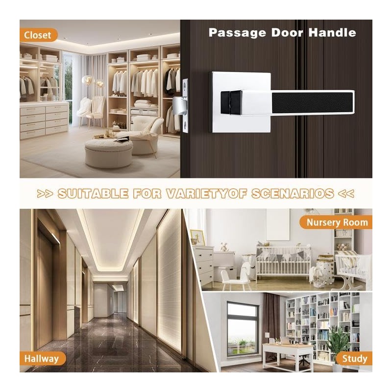 Probrico Heavy Duty Square Door Handle with Black Leather Hand