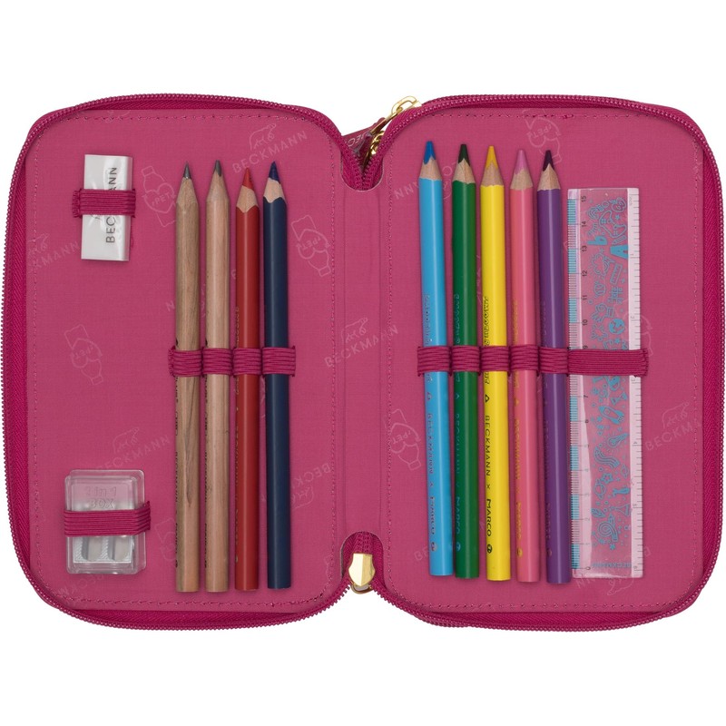 Beckmann, 3 Compartments Pencil Case with Contents, Pencil Case, Primary