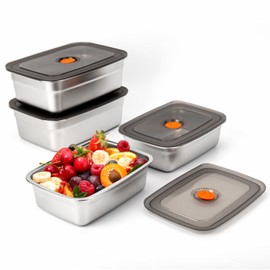 4 PCS(67oz+33oz) Stainless Steel Food Storage Containers With Lids Leak Proof & Airtight | Stainless steel freezer Containers,Airtight Bento Lunch Box,For Meal Prep,Fruit,Snack,Freezer