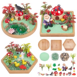 WEBEEDY 3 Sets Miniature Mushroom Zen Garden Set, Sand Craft Kit, Ocean Beach Sandbox Decorations, Mini Zen Garden Accessories for Home, Office, Desktop Decor, Unique Gift