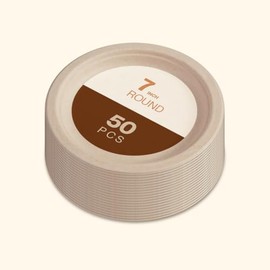 Gracz Compostable Disposable Paper Plates 7 inch Super Strong 100% Bagasse Natural Biodegradable Eco-Friendly Plates || 50Pcs