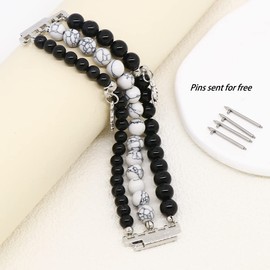 LuReen Beaded Bracelet Band Compatible with Galaxy Watch 7/6/5/4 40mm 44mm/Watch 6 Classic 43mm 47mm/Watch 5 Pro 45mm/Watch 4 Classic/Active 2 Band, 20mm Elastic Stretchy Strap Wristband for Women