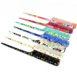 Small Floral Pattern Hair Comb & Bangs Brush Portable Comb 6ea