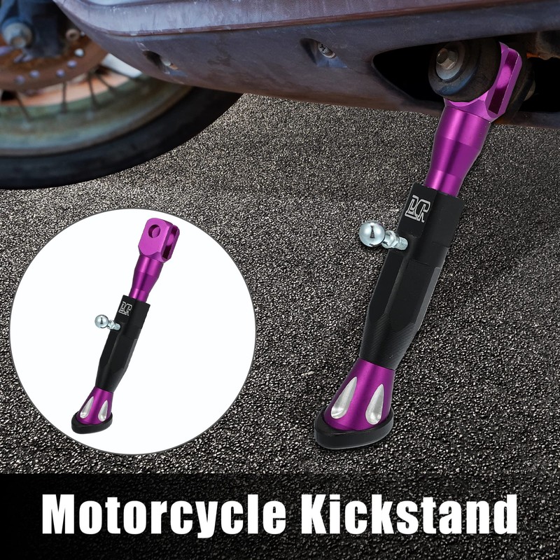 Motoforti Universal Adjustable Motorcycle Kickstand Side Support Stand Purple
