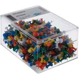 Wedo 054600 Push Pins Assorted Colours Diabolo-Shape Pack of 600 in Transparent Box