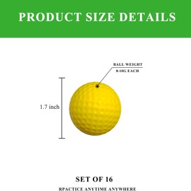 AHEJIOO Pack of 16 golf balls, golf ball, foam ball, mini golf balls, golf balls, golf balls, putting mat, foam ball, golf balls, colourful, golf training
