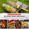 Rolling BBQ Grill Baskets, 2 Pieces, with Wooden Handle, Forks