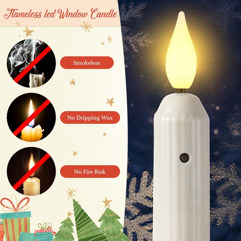 Yungyan 12 Sets Christmas Window Candles with Dusk to Dawn,