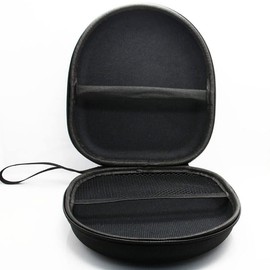AIMALL Universal Hard Earphone Case, Headset Carrying Box with Mesh Pocket, Durable Nylon Fabric, Compact Storage Bag for Earbuds and Accessories, 8.27 x 7.48 x 2.36 Inches, Black