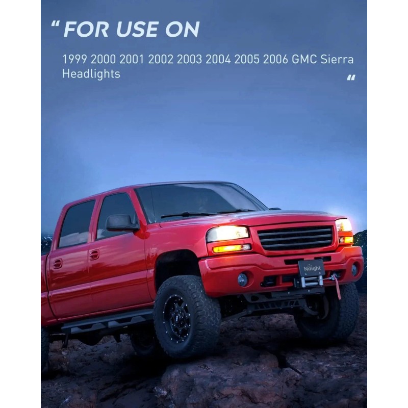 Nilight 1999-2006 GMC Sierra Yukon Headlight Assembly Chrome Case Clear
