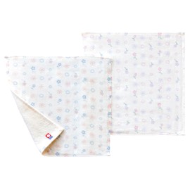 Imabari Towel Handkerchief Flower Iroha Retro 9.4 x 9.4 inches (24 x 24 cm), Retirement, Celebration, Return, Home Celebration, Gift, 100% Cotton, Gauze (2E: Sheer Flower, Blue & Purple)
