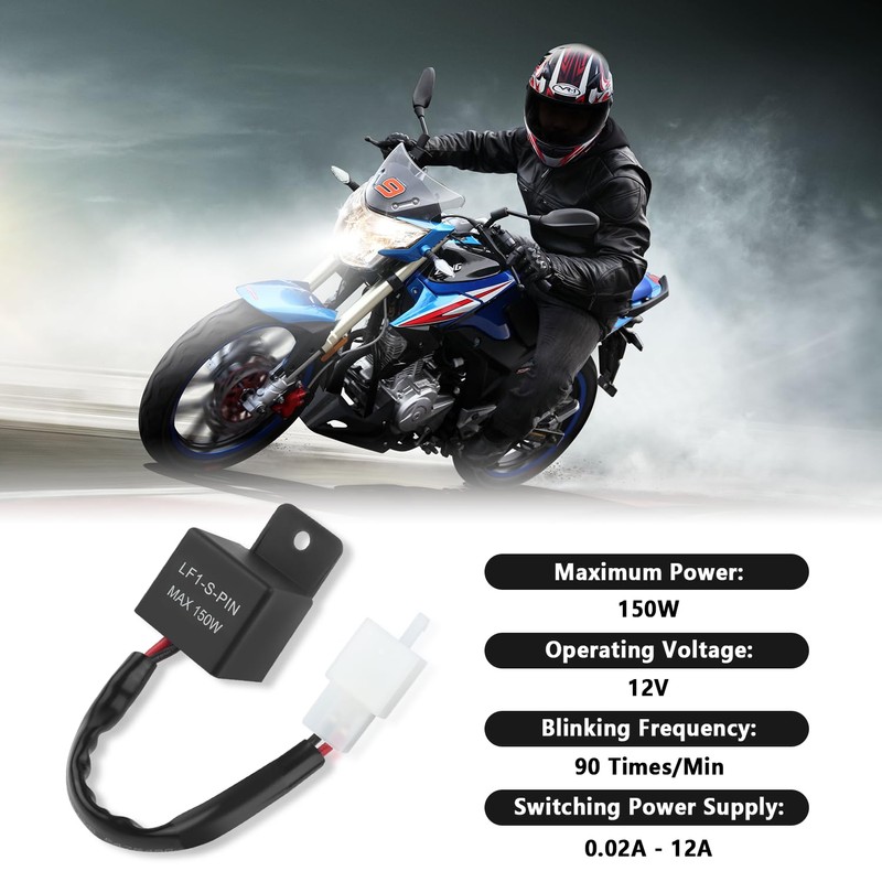 Motorcycle LED Flasher Relay for LED Turn Signal,12V 2Wire 2Pin