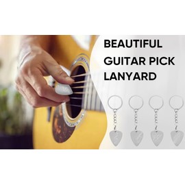 Guitar Picks Stainless Steel Guitar Pick Keychain Gift for Guitarist Music Lover Keychains Music Gifts 4 Pack