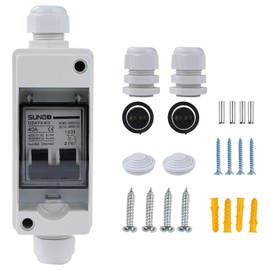 Jadeshay Circuit Breaker,DC 12V-400V/AC 90-400V 1 String Solar Combiner Box 1 in 1 out PV DC Isolation Switch Outdoor Waterproof with 40A Circuit Breaker Switch for Solar Panel System