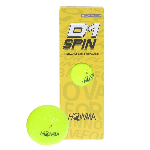 Honma Golf HONMA D1 SPIN 1 Sleeve (3 Balls) Golf Official Ball, Yellow