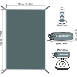 Bessport Tent Tarpaulin Waterproof 210D Camping Tent Tarp for Oxford Cloth Tent Underlay with Carry Bag 3 Person Tent Hiking Camping Picnic Travel