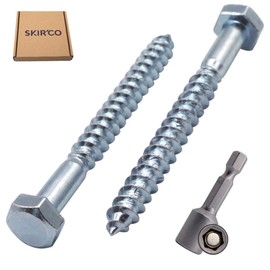 SKIR'CO (50 pcs) DIN 571 Zinc Plated Steel Hexagon Wood Screws M5 x 50 mm, Coach Screws, Hex Screw, Lag Bolts (With Magnetic Hex Bit)