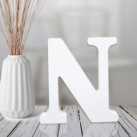 AOCEAN 4 Inch White Wood Letters Unfinished Wood Letter for Wall Decor Decorative Standing Letters Slices Sign Board Decoration for Craft Home Party Projects (N)