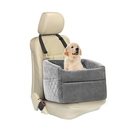 DVIKB Dog Car Seats for Small Dogs,Updated Version Memory Foam Dog Car Booster Seat,Small/Medium Dog Seat for Pets up to 35 lbs,Washable and Removable Comes with Safety Leash and Storage Bag(Grey)