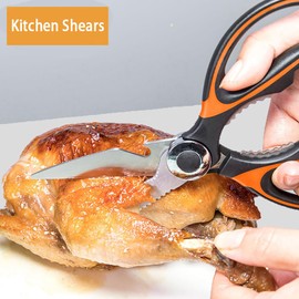 2Pcs Kitchen Scissors,Kitchen Shears,All Purpose Heavy Duty Meat Scissors Poultry Shears,Seafood Scissors, Dishwasher Safe Food Cooking Scissors Stainless Steel Utility Scissors,Kitchen Utensils