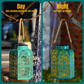 Hanging Solar Lights Outdoor Garden Decorative, Solar Hexagon Hollow Iron Lantern, Decorative Hanging Outdoor Lightcolor: Bronze