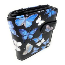 Shag Wear Butterflies Small Wallet for Women and Teen Girls Vegan Faux Leather 4.5" Black