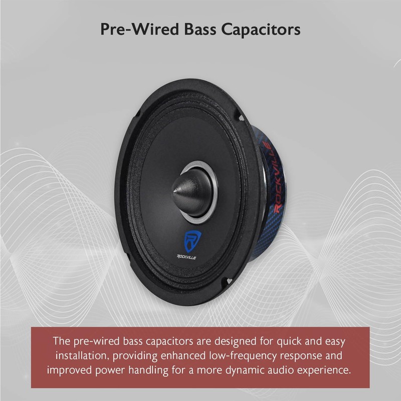 Rockville RXM64 6.5" Mid-Range Car Speaker, 150W Peak/75W RMS, 4
