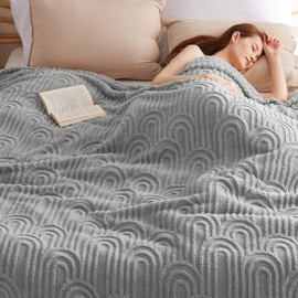Bedsure Fleece King Size Blanket for Bed - Super Soft & Cozy, Fluffy Blankets for Women & Girls, Ideal for Sofa & Couch, Light Grey, 108x90 Inches