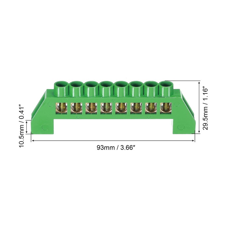 sourcing map Terminal Grounding Bar Screw Block Barrier Brass Strip