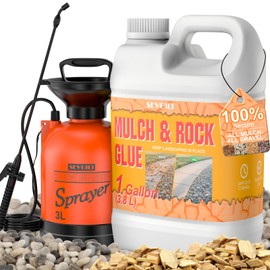 Rock Glue for Landscaping with Sprayer, Ready-to-Use 1Gallon Mulch Glue