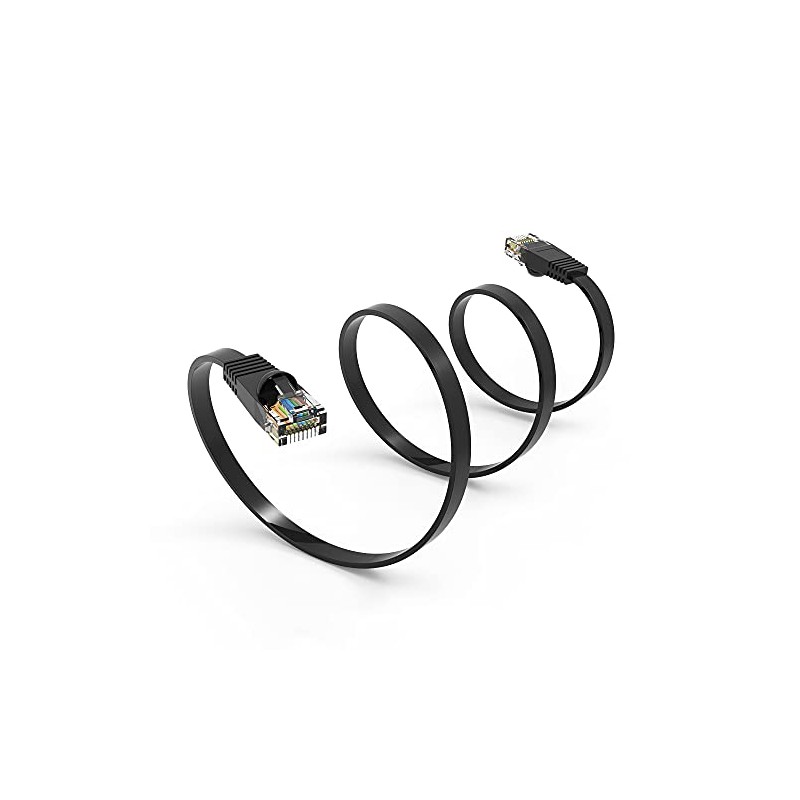 6Ft Cat6 Flat Ethernet Network Cable Black
