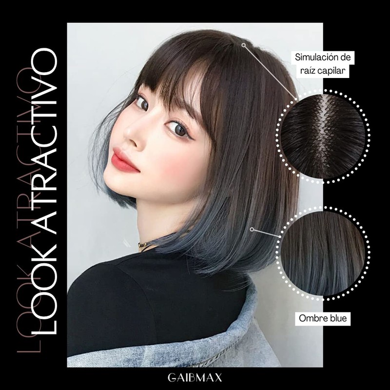 GAIBMAX - Pelucas para mujer cabello aspecto natural, pelucas para