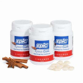 Epic 100% Xylitol Cinnamon Chewing Gum - Sugar Free, Aspartame Free Dental Gum - Supports Oral Health & Fresh Breath - 50 Pieces (Pack of 3)
