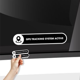 Small 2 Pack GPS Tracking System Sticker | GPS Active Sign for Cars | Car Window Sticker Sign | Glossy 5x1 Inches Waterproof Sticker | Tracking System in Use | Anti Theft Security Sticker (Small)