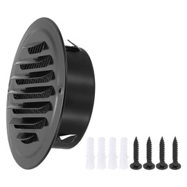 PATIKIL 4" Round Air Vent Cover, Stainless Steel Louvered Wall Inlet Outlet Grill Screen Mesh Ducting Soffit Vent with Screws for Ventilation, Black