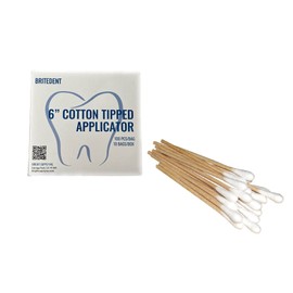 BRITEDENT - Dental Cotton Tipped Applicator 6" Inches Non-Sterile Wood Shaft (Box of 1000 Cotton Swaps) Dental Cotton Swap Applicators by BRITEDENT (BSI-0006)