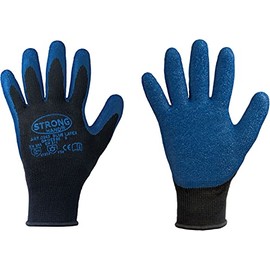 12 Pairs of Winter Gloves Blue Latex Stronghand® Size 8
