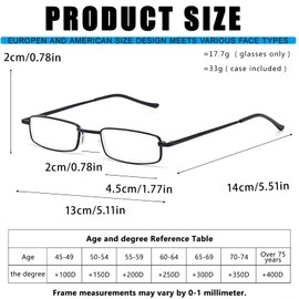 Viseng 3 Pairs Slim Mini Pocket-Sized Metal Reading Glasses Compact Lightweight Portable Readers : Your Stylish Travel Companion for Women and Men +1.5