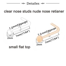 Longita Clear Nose Studs Clear Nose Rings for Work Plastic Nose Rings for Surgery Clear Nose Piercing Retainer Nose Retainer Plastic Nose Stud 18g Invisible Nose Ring Spacers Skin Color