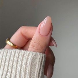 Press On Nails Short False Nail Almond Fake Nails Kit Includes 24 pieces Reusable Artificial BHIDENAW Stick on Nails for Women (B6)