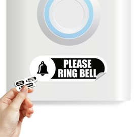 Tiny Please Ring Bell Sign | 3 Sizes Doorbell Stickers | Tiny Sizes Perfect for Video Doorbell | Please Ring Bell Sign Outdoor | Weatherproof Sticker (Black - 3 sizes)