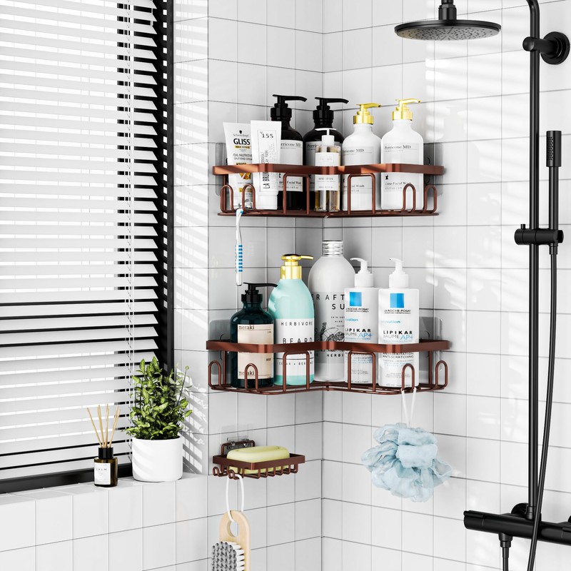 Moforoco Adhesive Corner Shower Caddy, 3 Pack Shower Organizer Shelf
