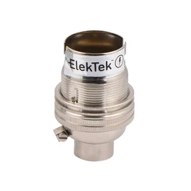 ElekTek Lamp Holder Un-Switched Bayonet Cap B22 Half Inch Entry with Shade Ring Nickel