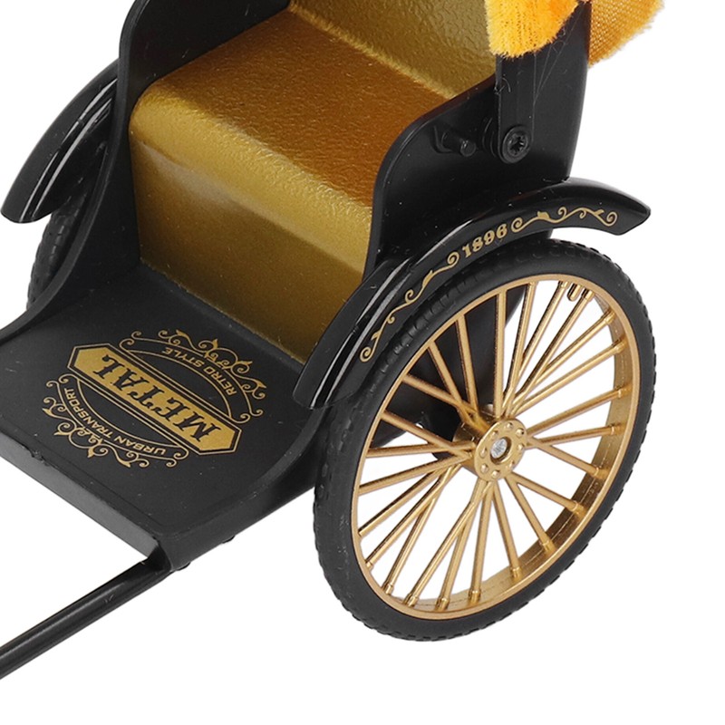 Retro Rickshaw Model Exquisite Details Nostalgic Alloy Simulation Rickshaw Toy